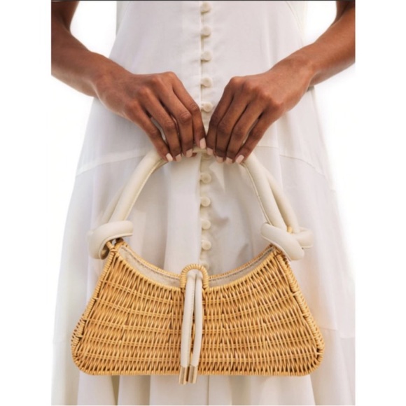 cult gaia Handbags - CULT GAIA Rhea Knotted Rattan Shoulder Bag